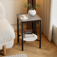 Table carrée en verre trempé de style moderne et simple, petite table d'appoint en fer pour appartement, salon, chevet ou canapé