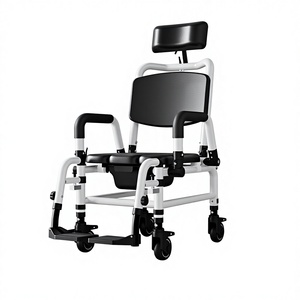 Silla de enfermería multifuncional para personas mayores, de aleación de aluminio, con ruedas y función de inclinación para bañarse y lavarse el cabello - Product Image 1