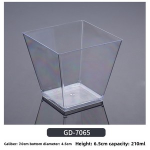 Gobelets carrés transparents de <span class=keywords><strong>210</strong></span> ml avec couvercles, en plastique alimentaire, pour pouding, <span class=keywords><strong>mousse</strong></span>, gelée, pour boulangerie, café, emballage à emporter - Product Image 3