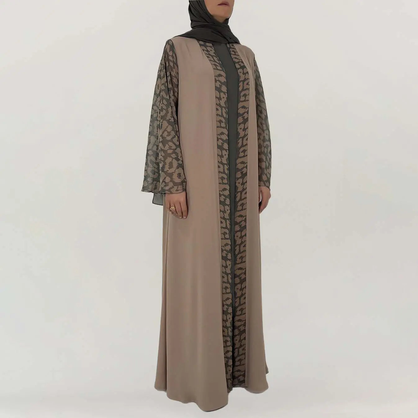 Aschulman Custom Women's Casual Brown Set Classic Role Down Modest Khimar Hijiab Modest Winter Abaya