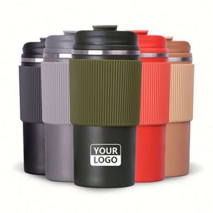 Mug de voyage isotherme en acier inoxydable à double paroi, réutilisable, écologique, avec couvercle en silicone - Product Image 4