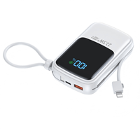 Batterie externe 10000mAh à charge rapide PD 22.5W avec câbles, affichage LED, format mince pour iPhone 17/16/15/14/13/12, Série Galaxy