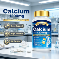 Compléments alimentaires Calcium 1200mg+D3 en gélules molles pour adultes et personnes âgées, améliore la densité osseuse, 2 par jour