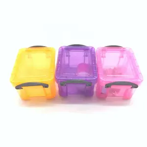 रंगीन प्लास्टिक भंडारण कंटेनर के लिए अलग ढक्कन और संभाल के साथ छोटे भंडारण बक्से
