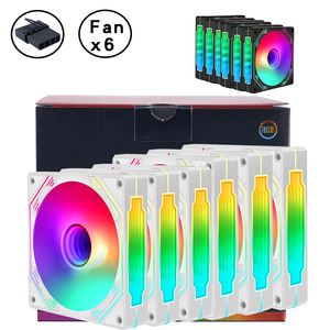QiuzAim 12cm Refrigerado a Ar Desktop Computador Ventilador 4PinLED Mute 12025 Difusor 6 Pack Grande Ventilador Anfitrião com Embalagem Caixa - Product Image 1