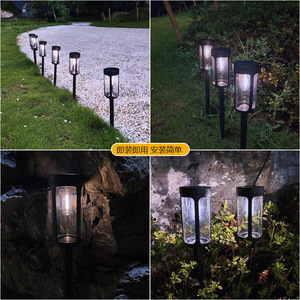 Luces solares para jardín, lámpara LED negra de 44cm, resistente al agua, para exteriores, camino, césped, decoración de patio - Product Image 5