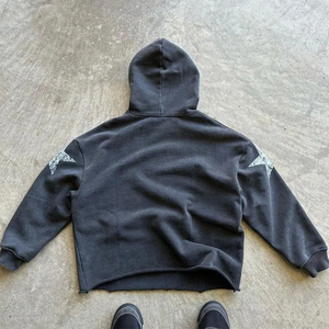 Sweat-shirts à capuche surdimensionnés pour hommes, style streetwear, vintage, effet usé, lavage à l'acide, impression sérigraphique, qualité supérieure, personnalisables OEM - Product Image 3