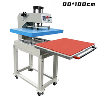 Presse à chaud pneumatique semi-automatique de grande taille 60x80cm pour l'impression de t-shirts et le transfert par sublimation sur vêtements