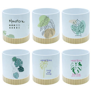 Maceta de Cerámica Sublimable con Base de Bambú, Superficie Imprimible para Diseño Personalizado de Macetas y Decoración del Hogar - Product Image 2