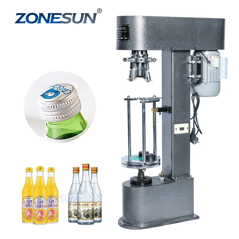 ZONESUN ZS-XG50D yarı otomatik şarap şişesi Ropp Metal kilit alüminyum kap sıkma kapatma makinesi kaynağı