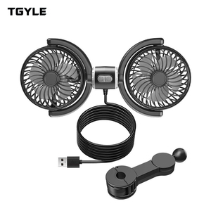 Ventilador de Coche para Reposacabezas de 3000mAh, <span class=keywords><strong>Motor</strong></span> Silencioso, 3 Velocidades, Rotación Telescópica, Universal para Vehículos, Doble Cabezal, ABS - Product Image 1