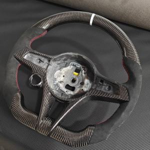 Volante Sportivo Personalizzato in Fibra di Carbonio <span class=keywords><strong>e</strong></span> Pelle per Uniport <span class=keywords><strong>Giulia</strong></span> Stelvio Tonale - Accessorio Interno Auto Stile Racing - Product Image 6