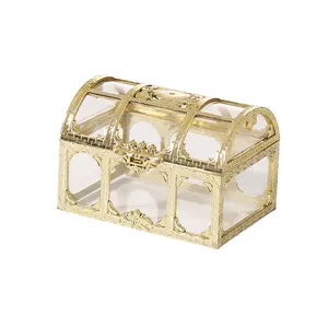 カスタムゴールドカラーPSプラスチック透明ボックスミニ宝箱パッケージキャンディーチョコレートギフトボックス