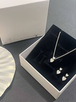 Juego de Joyería Clásica Original al por Mayor de Fábrica, Collar y Aretes, Chapado en Plata de Cobre con Circonita en Forma de Corazón, para Mujer, para Bodas y Fiestas