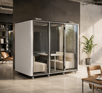 Cabina Acústica Modular Moderna para Reuniones, Móvil, Insonorizada, para 4 Personas, Sala de Trabajo Privada para Conferencias