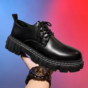 2022 new black platform high tide Leather shoes for men business dress men's shoes