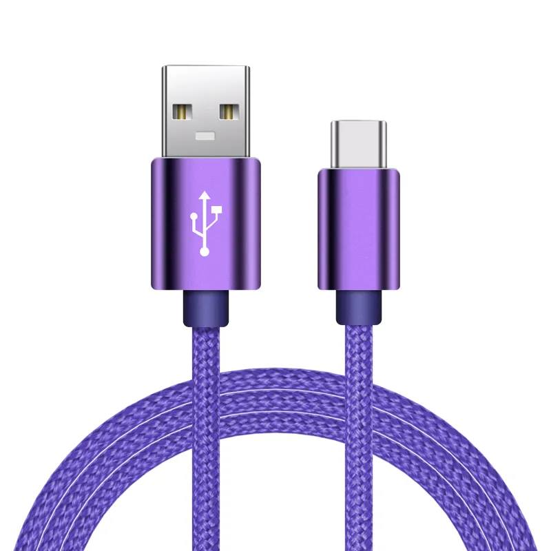 Câbles de données de chargeur de charge rapide personnalisés de 3ft 6ft 10ft Câble USB tressé en nylon Câble de type C pour téléphones mobiles Samsung