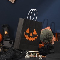 Tas kemasan hadiah makanan ringan permen Halloween 15x8x21cm pegangan terpilin kertas Kraft tas pengiriman makanan tersedia