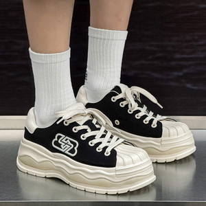 Men's Women Sporty <b>Shell</b> Lace-Up Slip-On Walking Shoes White Cow Leather Rubber Outsole Midsole Cushion Anti-Slip All Seasons - Product Image 2