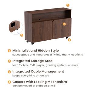 Vente en gros OEM ODM Centre de divertissement <span class=keywords><strong>TV</strong></span> mobile à <span class=keywords><strong>roulettes</strong></span> <span class=keywords><strong>Meuble</strong></span> élévateur pour téléviseur moyen avec zone de stockage intégrée et <span class=keywords><strong>roulettes</strong></span> - Product Image 2