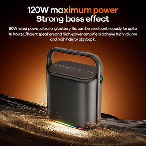 120W BT Speaker 60/120W RMS TWS Pairing 16H Play EQ RGB Lights Portable Built-in RB-MB23 High Power Sound 120W Delivers Crystal- - Product Image 2