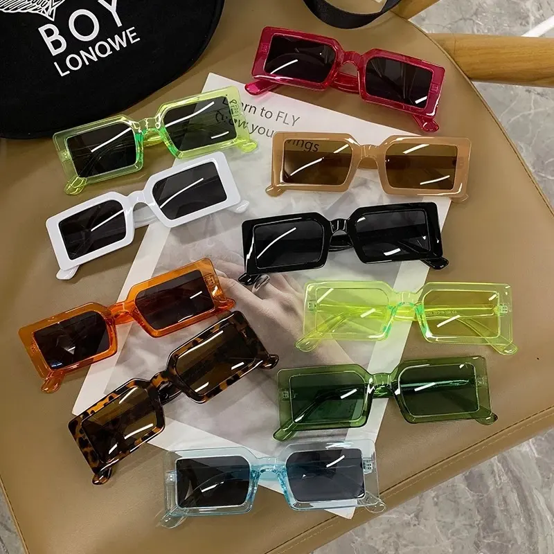 نظارات شمسية نسائية صغيرة مستطيلة تصميم العلامة التجارية الرجعية نظارات شمسية مربعة كلاسيكية عدسات Zonnebril Dames الزخرفية