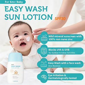 แลนซ์ OEM/ODM โลชั่นกันแดดวีแกนสำหรับเด็ก ใช้ง่าย ซึมซาบเร็ว SPF30 PA+++ ปกป้องผิวชุ่มชื้นด้วยซิงค์ออกไซด์ ขนาด 150 มล. สำหรับเด็กทารกและเด็กเล็ก - Product Image 2