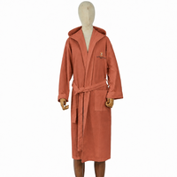 Peignoir en coton gaufré pour femmes avec capuche, doux et absorbant, manches longues, pour spa et maison, broderie personnalisée, vente en gros