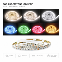 Bande LED latérale WISMART 12V SMD335 020 RGB, 60 LED/m, rouleau de 5 m, IP20, flexible, éclairage latéral pour décoration intérieure