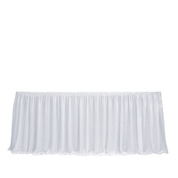 Jupe de table plissée en polyester blanc avec bande auto-agrippante, nappe lavable pour décoration de mariage, anniversaire, fête ou événement