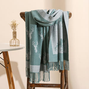 Chal de lana de Cachemira con estampado de ciervo, chal de Pashmina, Jacquard - Product Image 3