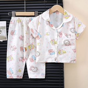 Pyjamas d'été fins pour enfants, ensemble à manches courtes, pyjamas de dessin animé pour filles, pyjamas pour tout-petits - Product Image 4
