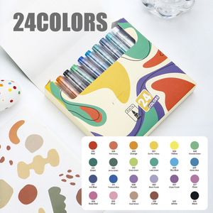 Nouveau design, 24 <span class=keywords><strong>couleurs</strong></span>, stylos à peinture acrylique à pointe souple, encre permanente imperméable pour roche, bois, verre - Product Image 2