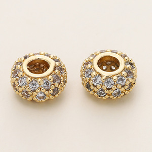 18k Gold Plated Zircon Beads Large Hole <b>Spacer</b> Round For Bracelet Making Jewelry Findings Components - Product Image 5