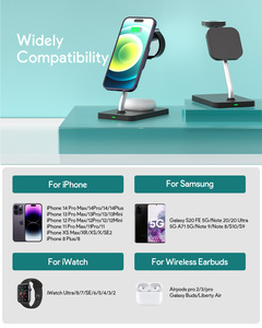 Caricabatterie Wireless magnetico 3 in 1 compatibile per i Phone 14 13 serie 12/A p orologio serie 8/7/Air pods pro - Product Image 4