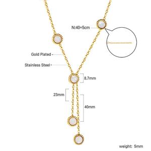 Collar Personalizado de Moda con Forma de Corazón Rectangular, Chapado en Oro de 18k, Acero Inoxidable con Abulón, Zirconia, Inicial y Concha para Mujer - Product Image 5