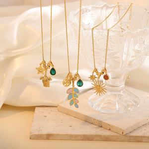 Collana 2024 Vintage in acciaio inossidabile con stella di tartaruga collana colorata a foglia di sole per le donne festa di compleanno regali di gioielli da ballo - Product Image 1