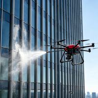 Drone de nettoyage de façade de gratte-ciel, anti-dérive, à colonne d'eau, pour le lavage sous pression des fenêtres des immeubles urbains