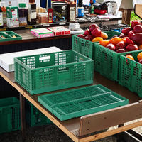 Bacs de rangement pliables en polypropylène de qualité alimentaire, empilables, en maille, pour légumes et fruits, ventilés, pliables