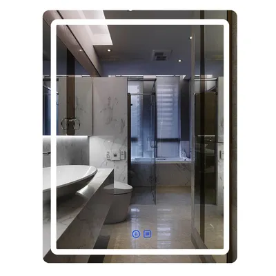 กระจกห้องน้ำแบบแขวนผนัง,กระจกห้องน้ำ Led พร้อมไฟตัดหมอกกระจกอัจฉริยะหน้าจอสัมผัสกระจกเรืองแสงสำหรับห้องน้ำ