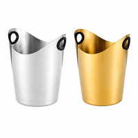 Seau à champagne en acier inoxydable 5L 3L, épaissi, facile à nettoyer, avec poignée, logo personnalisé, marque privée pour hôtel, restaurant, bar