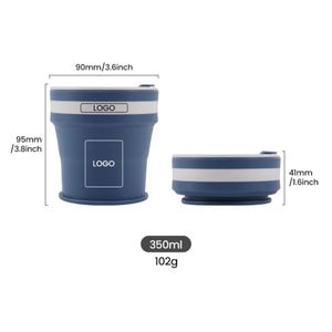 Outdoor Drinkware Portable 12oz Collapsible Silicone <b>Cups</b> Folding Camping <b>Cup</b> Foldable Reusable Travel to Go Coffee Mug With Lid - Product Image 2