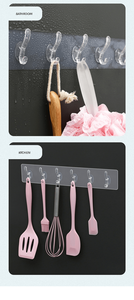 Móc treo tường thân thiện với môi trường tự dính 5 trong 1 không đục lỗ cho quần áo và mũ (dụng cụ) - Product Image 5