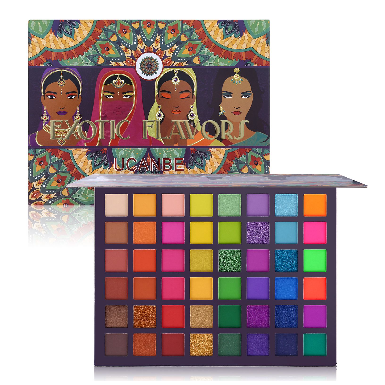 Дропшиппинг индивидуальный логотип роскошный экзотический вкус 48 цветов мерцающие блестящие матовые веганские тени для век пигменты палитра макияж