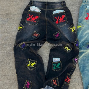 Fabricant de jeans pour hommes sur mesure, impression DTG, multi-poches, style vintage, denim délavé, effet usé - Product Image 6