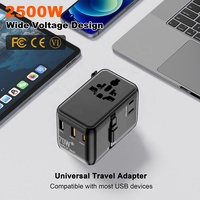 Worldplug 70W GaN chargeur rapide adaptateur de voyage international avec câble rétractable de type C prise universelle fonction PD pour ordinateur portable