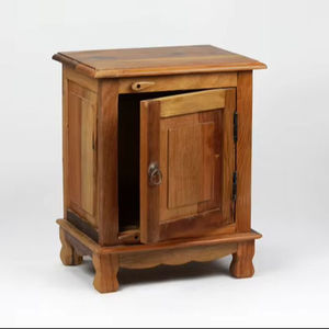 Heavy-Duty Reclaimed Wood Nightstand Traditional Steel Frame Adjustable <b>Bedside</b> Table Eco-Friendly for Bedroom Living Room - Product Image 4