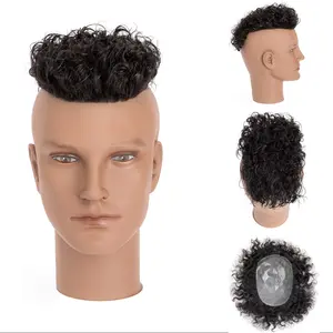 BLT 5x7 Inch PU Base Unit 0.12mm Wave Curl Afro Curly Toupee Thin Skin PU Injection V-looped Hair Pieces For Black Men