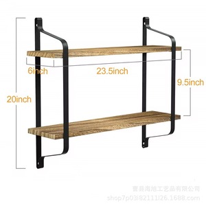 Iron <b>Wall</b> <b>Mounted</b> Storage Rack Solid Wood Frame Multipurpose Durable Rectangle <b>Shelf</b> For Kitchen Living Room - Product Image 5