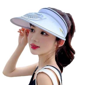 Women's Acrylic Multi-Panel Sporty Anti-Ultraviolet Rechargeable Fan <b>Hat</b> <b>Summer</b> Outdoor Sunscreen Sunshade Big Eave Casual Top - Product Image 4
